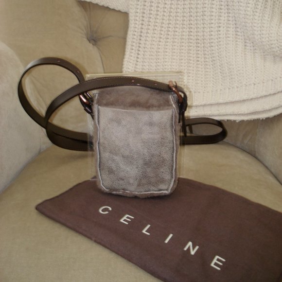 VTG Auth CELINE Iconic Triomphe CE00/22 Shearling Mini Crossbody Bag - Picture 5 of 9